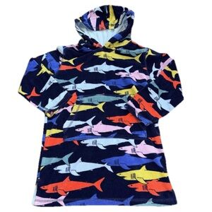 Mini Boden Kids 5/6 Toweling Swim Coverup Sharks